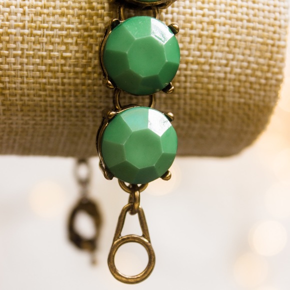 Green Dot Bracelet Antique Bronze Tone - Picture 6 of 8